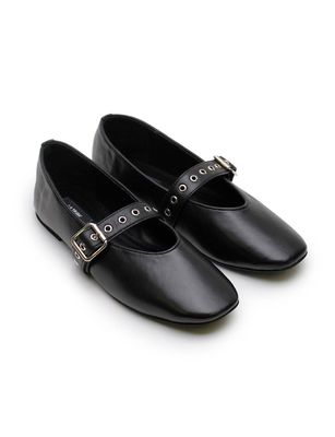 La Tribe Eilween Ballet Flat - Black/Silver