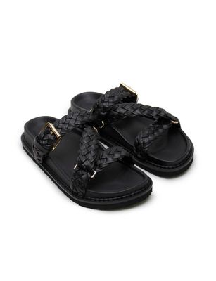 La Tribe Aki Braided Slide - Black/Gold