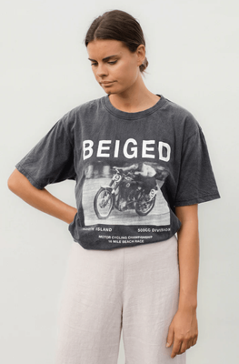 Beiged Vintage Moto Tee - Washed Black