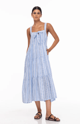 Blak Kiss Me Again Dress - White/Blue Stripe