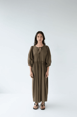 Sophie Cotton Midi Dress - Forest