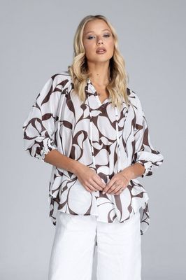Blak Charlotte Top - Chocolate w Ivory Floral Print
