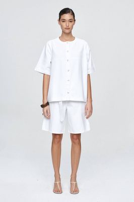 Marle Short Sleeve Seam Shirt - Blanc