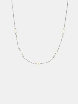Sophie Pop of Pearls Necklace - Silver