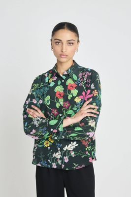 Twenty-Seven Names Marigold Shirt - Deep Green Floral