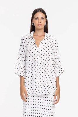 Blak Santiago Shirt - Ivory &amp; Chocolate Spot