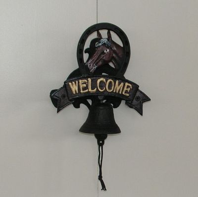CAST IRON HORSE HEAD WELCOME DOOR BELL