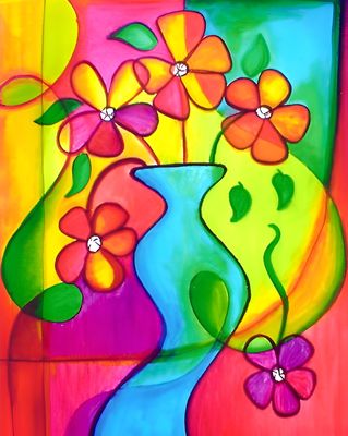DP4192 - 40x50 Bright Abstract Flowers