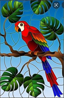 DP4205 - 40x60 Stained Glass Parrot