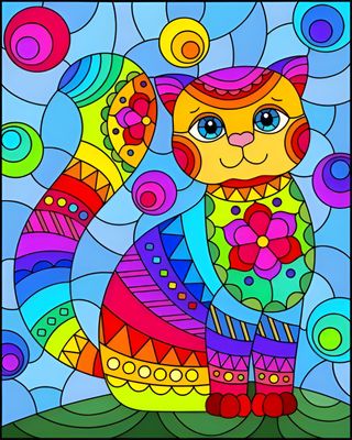 DP4231 - 40x50 Stained Glass Cat