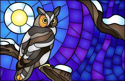 DP3032 - 50x30 Stained Glass Owl