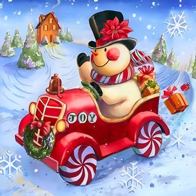 DP5247 - 50x50 Christmas Teddy Snowman