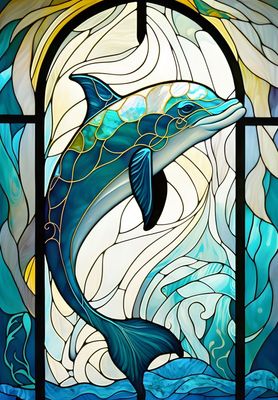 DP5396 - 50x65 Dolphin in Glass