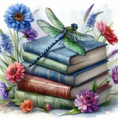 DP5469 - 50x50 Dragonfly &amp; Books