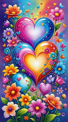 DP4471 - 40x70 Two Hearts [5xAB, 4x Metallic Beads]