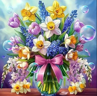 DP5513 - 50x50 Spring Bouquet [4x AB, 4x Fairy Dust Beads]