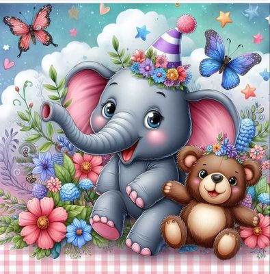 DP5524 - 50x50 Elephant &amp; Teddy [5x Fairy Dust Beads]