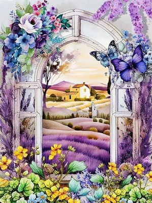 DP5526 - 50x65 Lavender Farm [5x AB 4x Fairy Dust Beads]