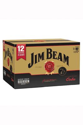 JIM BEAM AND COLA GOLD 12 X 250ML CANS 7%