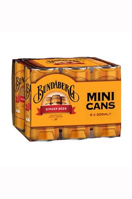BUNDABERG GINGER BEER 6X 200ML CANS