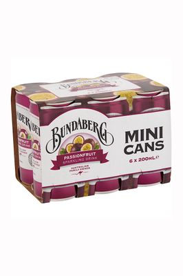 BUNDABERG PASSIONFRUIT CANS 6PACK 200ML