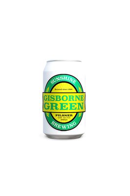 SUNSHINE BREWERY  GISBORNE GREEN PILSNER 4.8% 12 PACK CANS 330ML