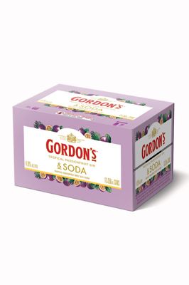 GORDON&rsquo;S TROPICAL PASSIONFRUIT GIN % SODA 250ML 12 PACK CANS