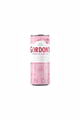 GORDONS GIN &amp; SODA PINK GIN 4% 250ML 4  PACK CAN