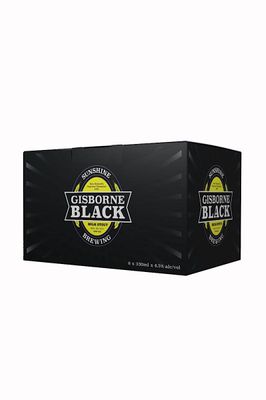 SUNSHINE BREWING GISBORNE BLACK  STOUT 6 PACK CANS 4.5%