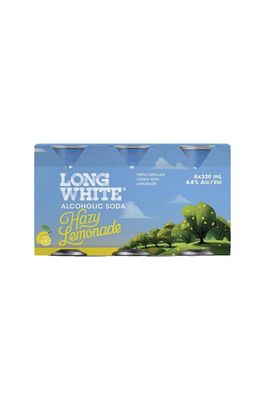 LONG WHITE VODKA HAZY LEMONADE 4.8% 320ML 6 PACK CANS