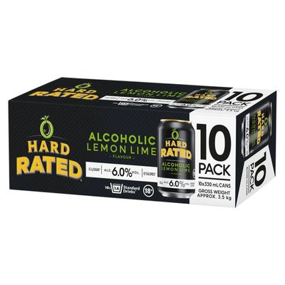 Hard Rated Lemon &amp; Lime 10 Pack Cans 6%