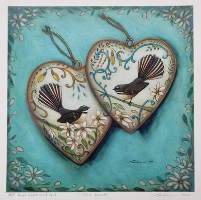 Two Hearts #1 | Hand Embellished Print