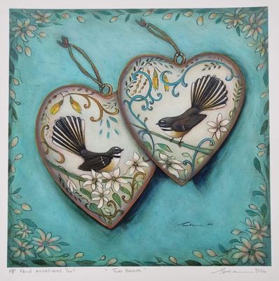 Two Hearts #2 | Hand Embellished Print