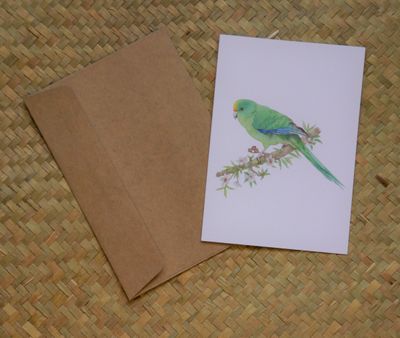 &#039;Malherbe&#039;s Parakeet/Orange-fronted Parakeet /Kākāriki karaka&#039; Greeting Card