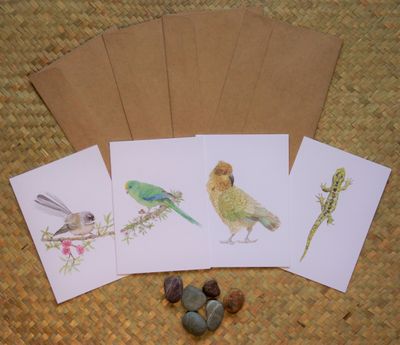 &#039;New Zealand Flora and Fauna&#039; Greeting Card (set of 4) - Series 1