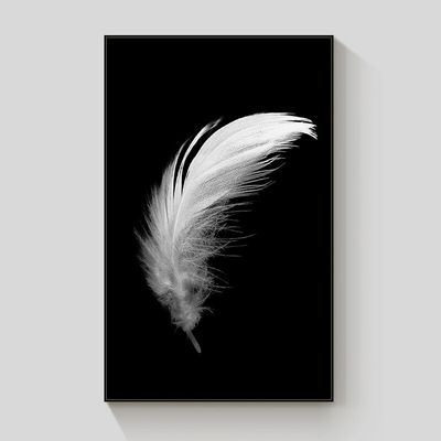 White Feather framed canvas 70x100cm