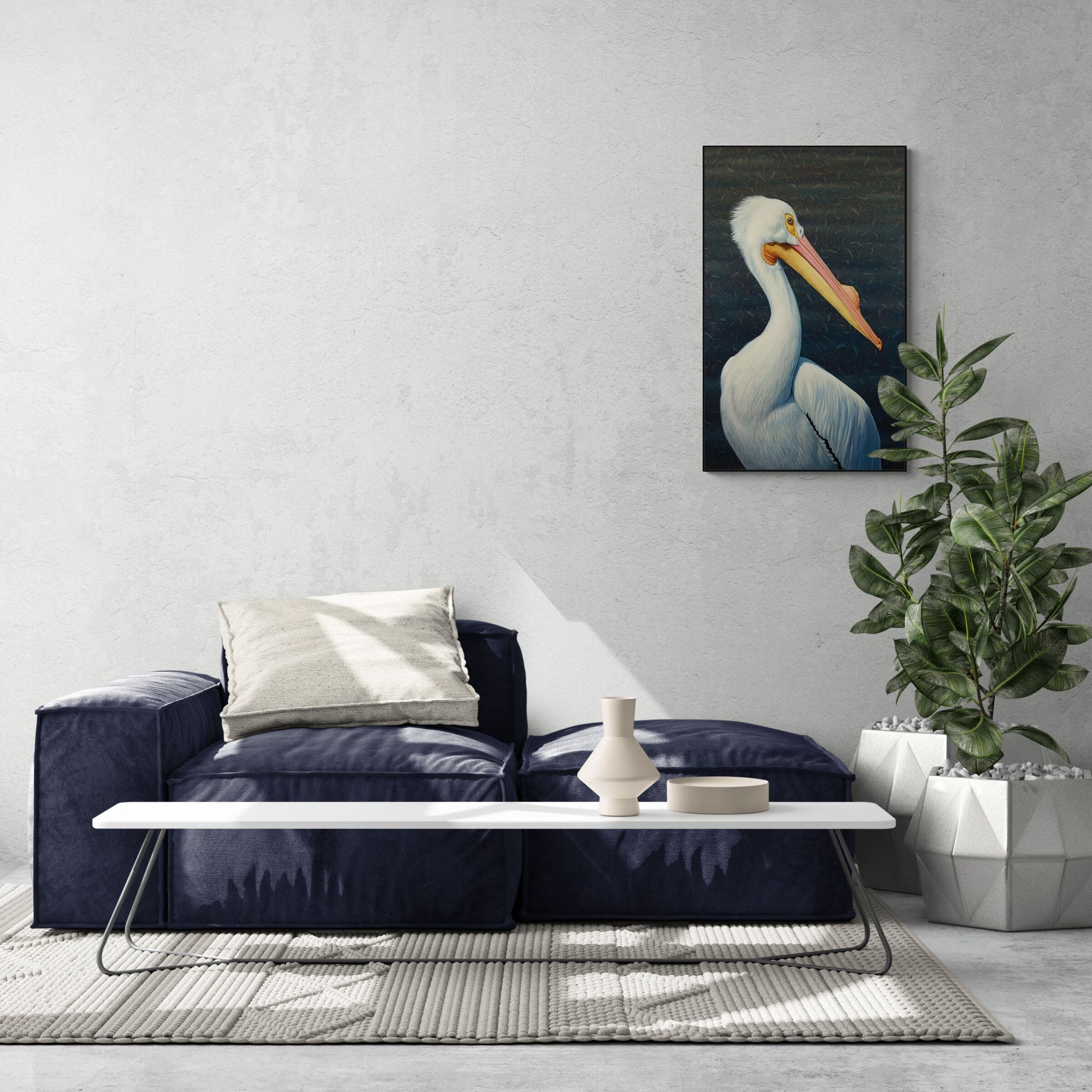 George the Pelican framed canvas 70x100cm, Nature
