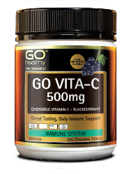 Go Healthy Vita-C 500mg Blackcurrant 200 Chewable Tablets