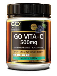 Go Healthy Vita-C 500mg Blackcurrant 200 Chewable Tablets