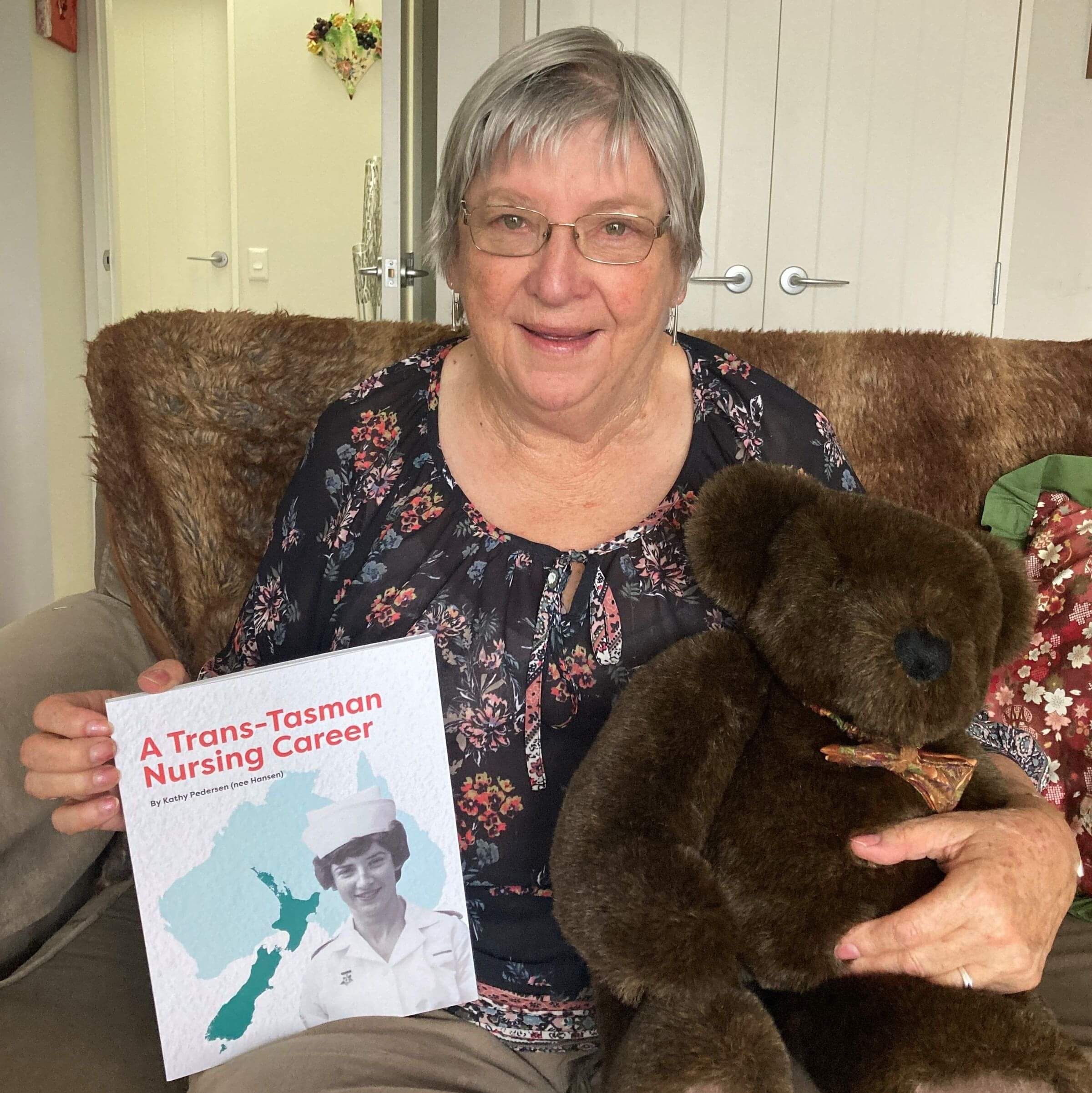 Kathy Pedersen with her life story book