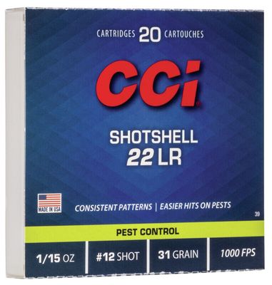 CCI .22LR Shotshell no.12 Shot 1000 FPS
