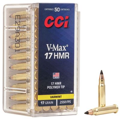 CCI 17HMR V-Max 17gr Polymer Tip 2550 FPS