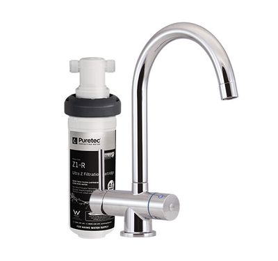 Puretec Z1-T4 Quick Twist Undersink Water Filter System with Tripla T4 LED mixer tap