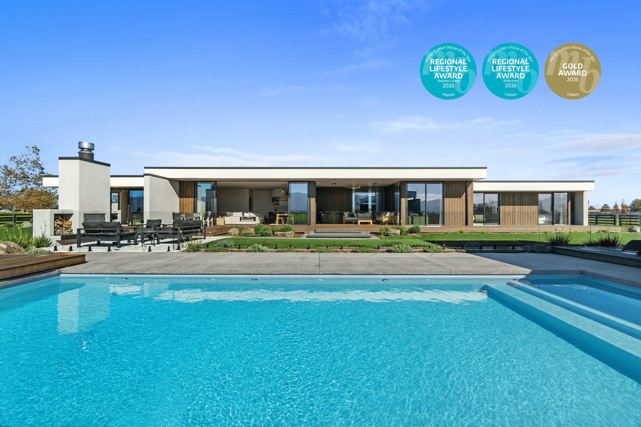 Award-winning Master Builder's house features a mid century inspired home custom-built in Matamata by Linecrest Homes