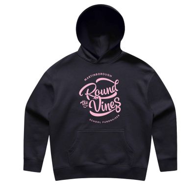 Womens Relaxed Hoodie - Ink (pink logo)