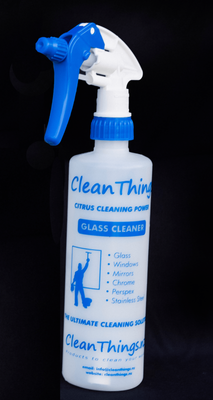 Re usable empty Spray Bottle Blue Glass Cleaner screenprint