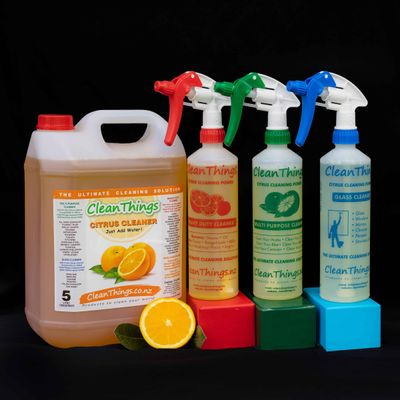 Citrus Cleaner Concentrate 5 litre + set of 3 colour coded Spray Bottles