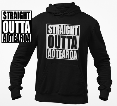 Straight Outta Aotearoa Black Hoodie