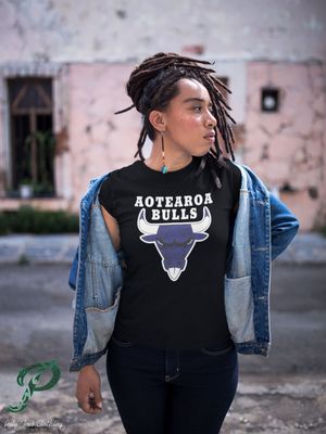 Blue Aotearoa Bulls Womans Black T-shirt