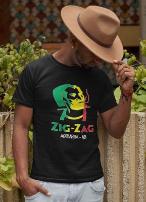 Rasta ZigZag Aotearoa NZ Black T-Shirt